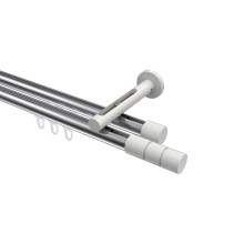 Gardinenstange mit Innenlauf Chrom / Weiß, Aluminium / Metall 20 mm Ø Siteno Elanto, doppelläufig Gardinenstange mit Innenlauf Chrom / Weiß, Aluminium / Metall 20 mm Ø Siteno Elanto, doppelläufig