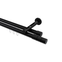 Innenlauf-Gardinenstange Schwarz, Aluminium / Metall 20 mm Ø Siteno Elanto, doppelläufig Innenlauf-Gardinenstange Schwarz, Aluminium / Metall 20 mm Ø Siteno Elanto, doppelläufig
