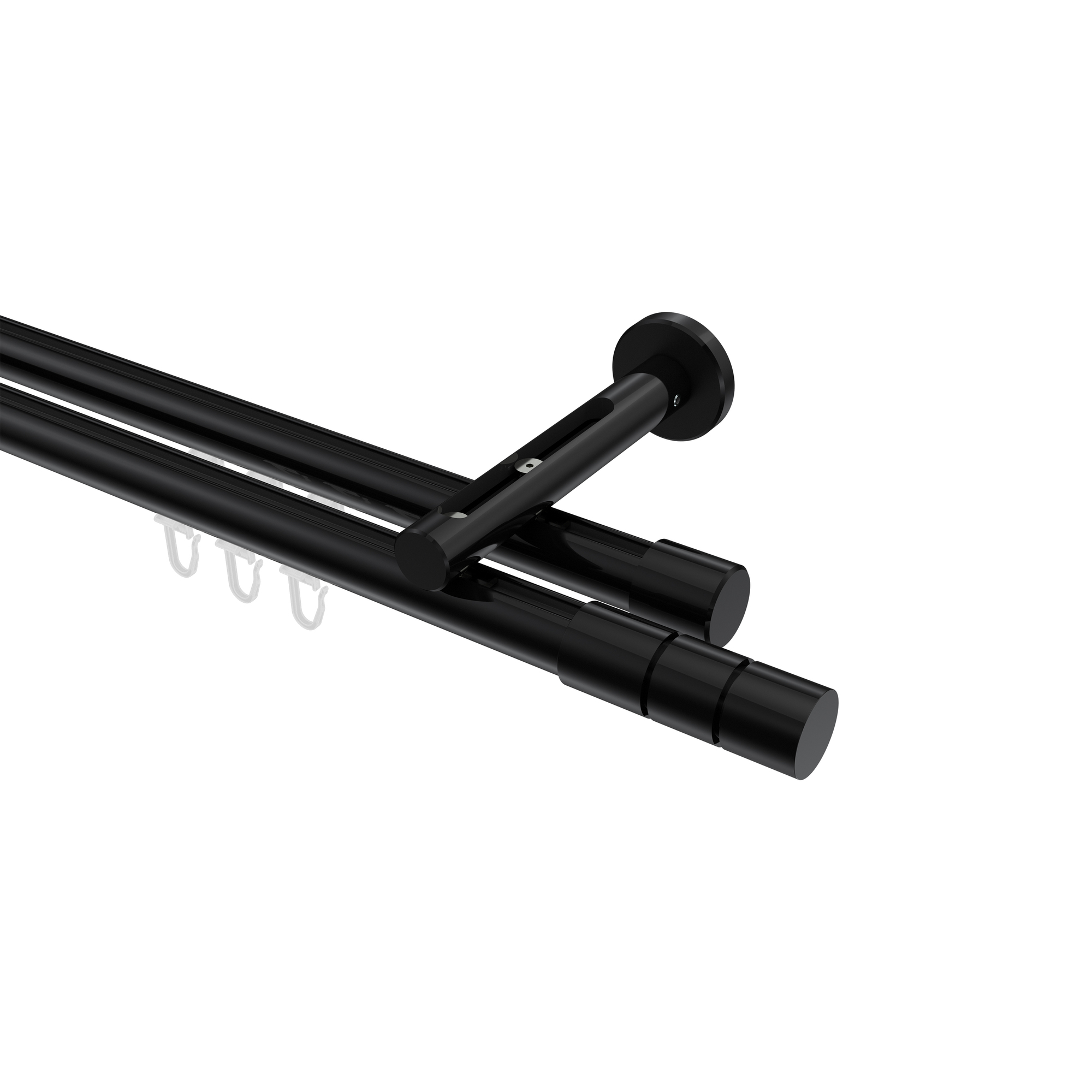 Innenlauf-Gardinenstange Schwarz, Aluminium / Metall 20 mm Ø Siteno Elanto, doppelläufig Innenlauf-Gardinenstange Schwarz, Aluminium / Metall 20 mm Ø Siteno Elanto, doppelläufig