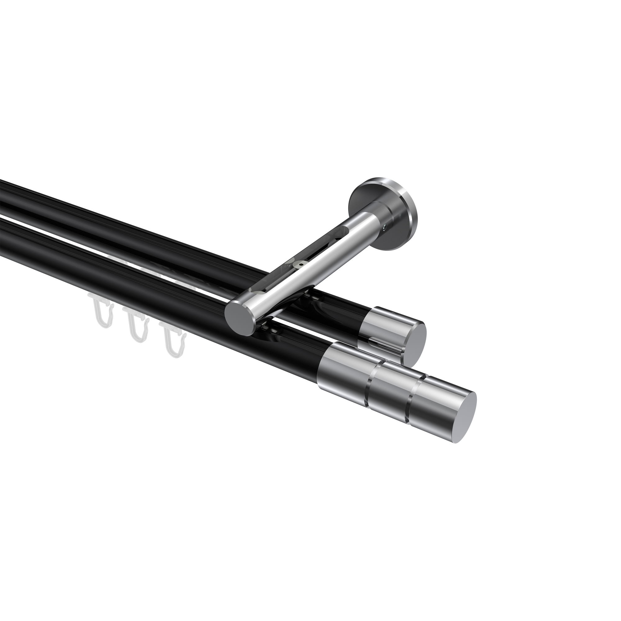 Innenlaufstange Schwarz / Chrom, Aluminium / Metall 20 mm Ø Siteno Elanto, 2-läufig Innenlaufstange Schwarz / Chrom, Aluminium / Metall 20 mm Ø Siteno Elanto, 2-läufig