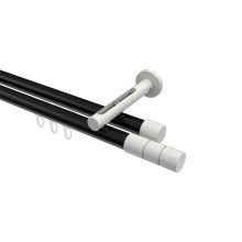 Gardinenstange mit Innenlauf Schwarz / Weiß, Aluminium / Metall 20 mm Ø Siteno Elanto, zweiläufig Gardinenstange mit Innenlauf Schwarz / Weiß, Aluminium / Metall 20 mm Ø Siteno Elanto, zweiläufig