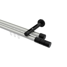 Gardinenstange mit Innenlauf Weiß / Schwarz, Aluminium / Metall 20 mm Ø Siteno Elanto, 2-läufig Gardinenstange mit Innenlauf Weiß / Schwarz, Aluminium / Metall 20 mm Ø Siteno Elanto, 2-läufig