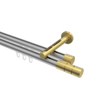 Innenlauf-Vorhangstange Silbergrau / Messing-Optik, Aluminium / Metall 20 mm Ø Siteno Elanto, 2-läufig Innenlauf-Vorhangstange Silbergrau / Messing-Optik, Aluminium / Metall 20 mm Ø Siteno Elanto, 2-läufig