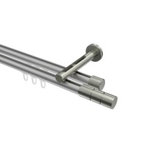 Vorhangstange mit Innenlauf Silbergrau / Edelstahl-Optik, Aluminium / Metall 20 mm Ø Siteno Elanto, zweiläufig Vorhangstange mit Innenlauf Silbergrau / Edelstahl-Optik, Aluminium / Metall 20 mm Ø Siteno Elanto, zweiläufig