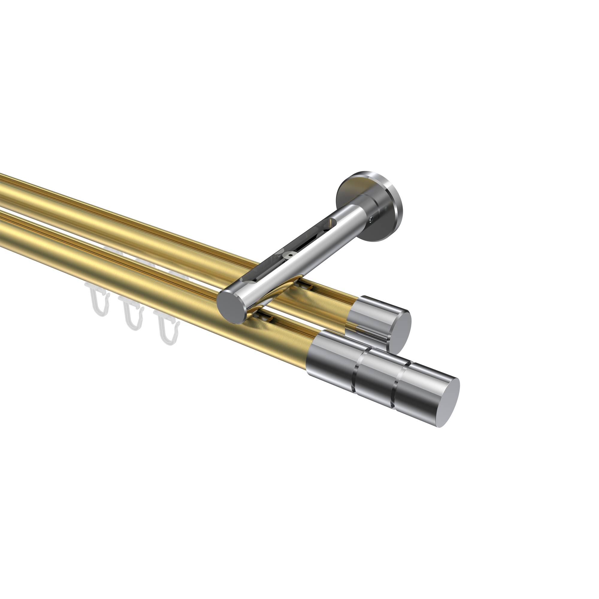 Innenlaufstange Messing-Optik / Chrom, Aluminium / Metall 20 mm Ø Siteno Elanto, 2-läufig Innenlaufstange Messing-Optik / Chrom, Aluminium / Metall 20 mm Ø Siteno Elanto, 2-läufig