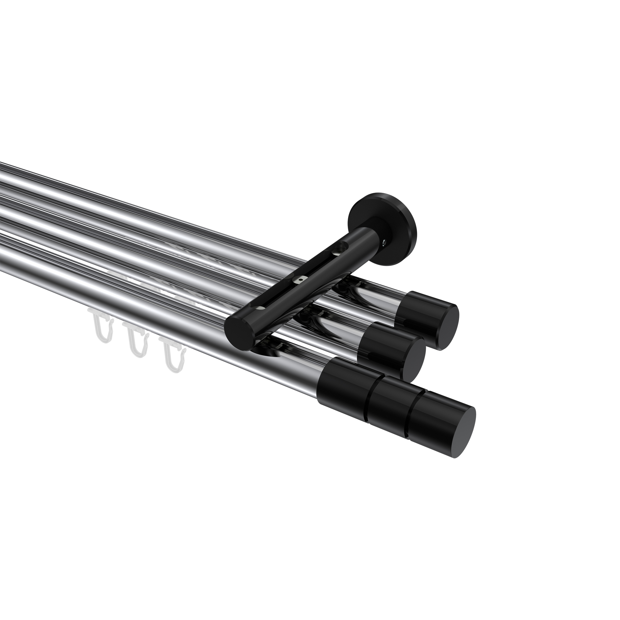 Innenlaufstange Chrom / Schwarz, Aluminium / Metall 20 mm Ø Siteno Elanto, dreiläufig Innenlaufstange Chrom / Schwarz, Aluminium / Metall 20 mm Ø Siteno Elanto, dreiläufig