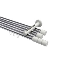 Gardinenstange mit Innenlauf Chrom / Weiß, Aluminium / Metall 20 mm Ø Siteno Elanto, 3-läufig Gardinenstange mit Innenlauf Chrom / Weiß, Aluminium / Metall 20 mm Ø Siteno Elanto, 3-läufig