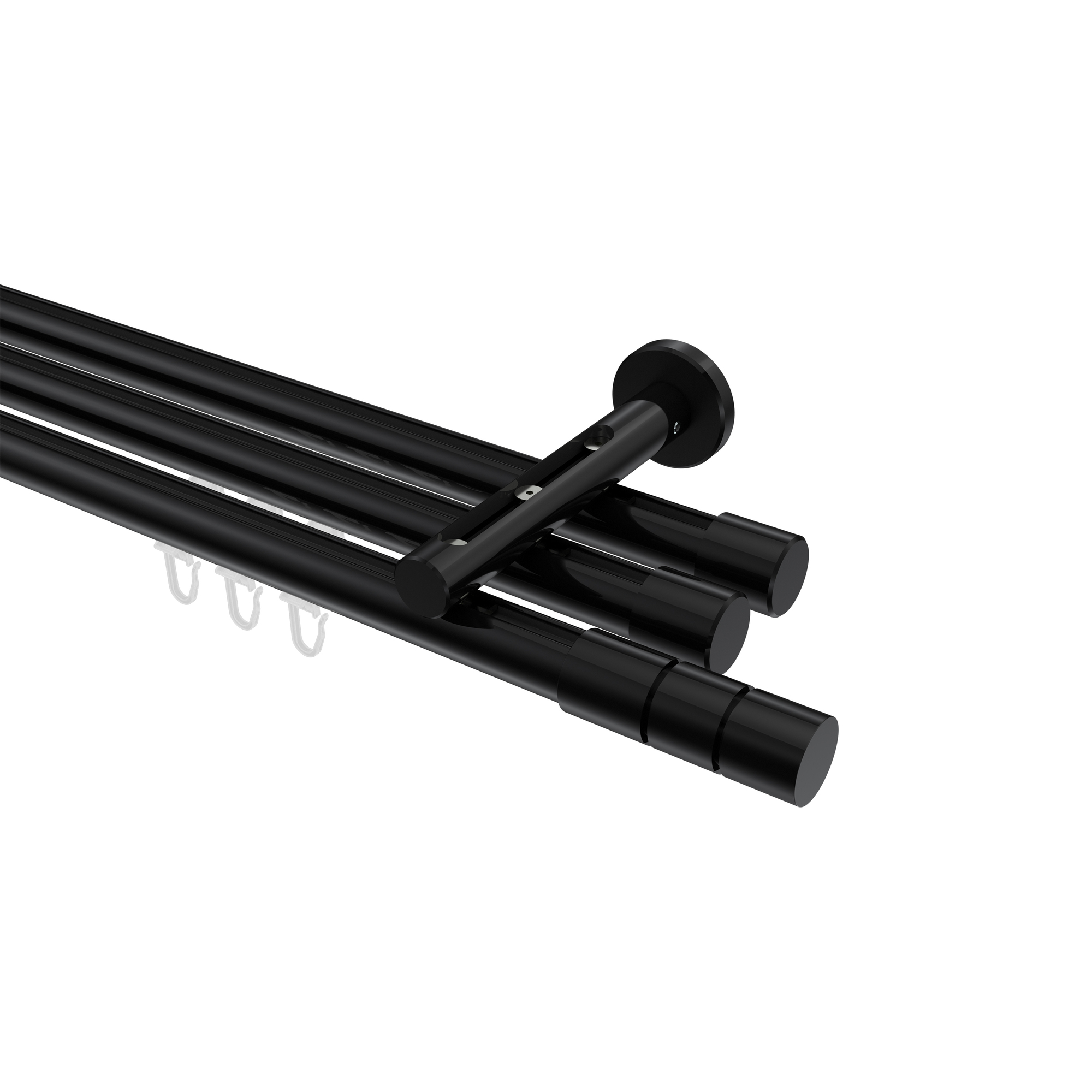 Innenlauf-Gardinenstange Schwarz, Aluminium / Metall 20 mm Ø Siteno Elanto, dreiläufig Innenlauf-Gardinenstange Schwarz, Aluminium / Metall 20 mm Ø Siteno Elanto, dreiläufig