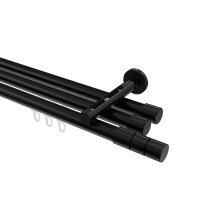 Innenlauf-Gardinenstange Schwarz, Aluminium / Metall 20 mm Ø Siteno Elanto, dreiläufig Innenlauf-Gardinenstange Schwarz, Aluminium / Metall 20 mm Ø Siteno Elanto, dreiläufig