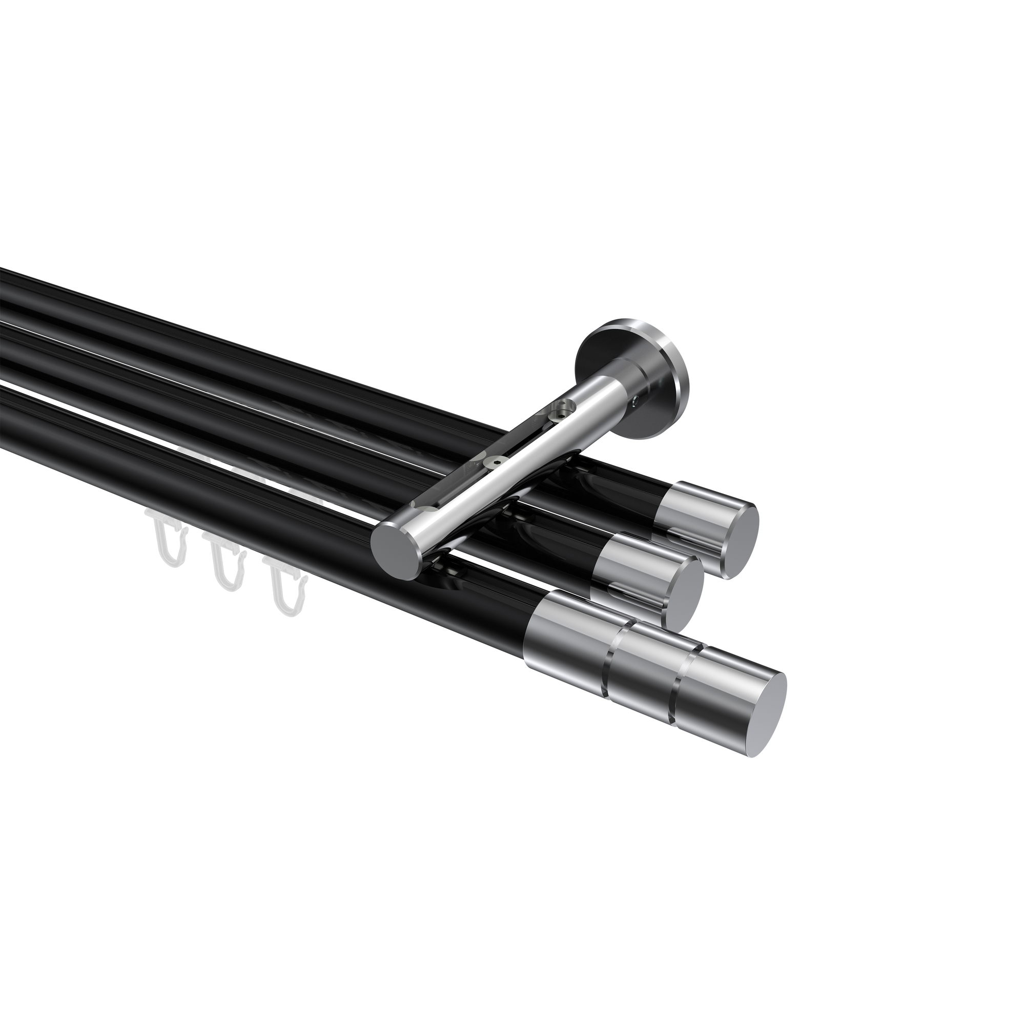 Innenlaufstange Schwarz / Chrom, Aluminium / Metall 20 mm Ø Siteno Elanto, 3-läufig Innenlaufstange Schwarz / Chrom, Aluminium / Metall 20 mm Ø Siteno Elanto, 3-läufig