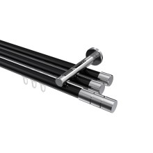 Innenlaufstange Schwarz / Chrom, Aluminium / Metall 20 mm Ø Siteno Elanto, 3-läufig Innenlaufstange Schwarz / Chrom, Aluminium / Metall 20 mm Ø Siteno Elanto, 3-läufig