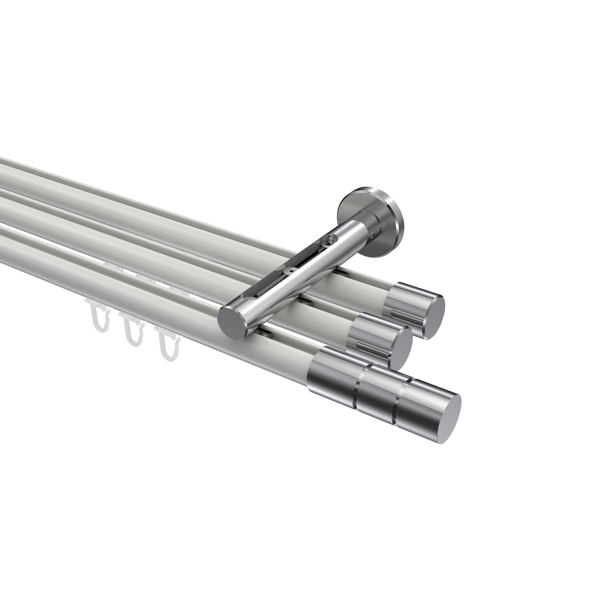 Innenlaufstange Weiß / Chrom, Aluminium / Metall 20 mm Ø Siteno Elanto, dreiläufig Innenlaufstange Weiß / Chrom, Aluminium / Metall 20 mm Ø Siteno Elanto, dreiläufig