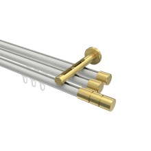 Innenlauf-Vorhangstange Weiß / Messing-Optik, Aluminium / Metall 20 mm Ø Siteno Elanto, dreiläufig Innenlauf-Vorhangstange Weiß / Messing-Optik, Aluminium / Metall 20 mm Ø Siteno Elanto, dreiläufig