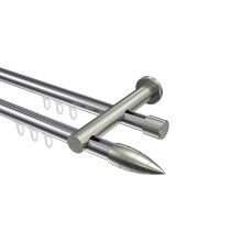 Gardinenstange mit Innenlauf Chrom / Edelstahl-Optik, zweiläufig Aluminium / Metall 20 mm Ø Platon Samanto Gardinenstange mit Innenlauf Chrom / Edelstahl-Optik, zweiläufig Aluminium / Metall 20 mm Ø Platon Samanto
