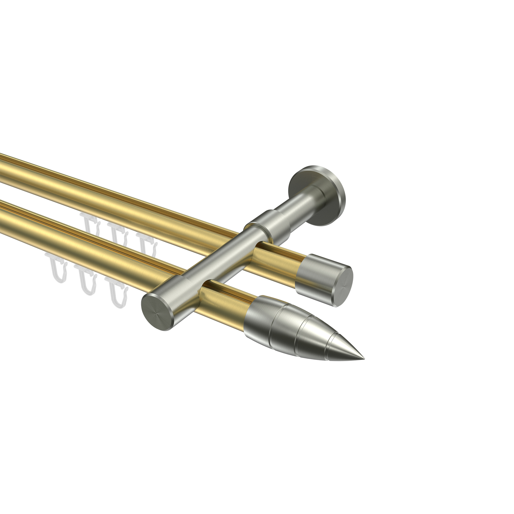 Innenlaufstange Messing-Optik / Edelstahl-Optik 20 mm Ø Prestige Samanto, 2-läufig Innenlaufstange Messing-Optik / Edelstahl-Optik 20 mm Ø Prestige Samanto, 2-läufig