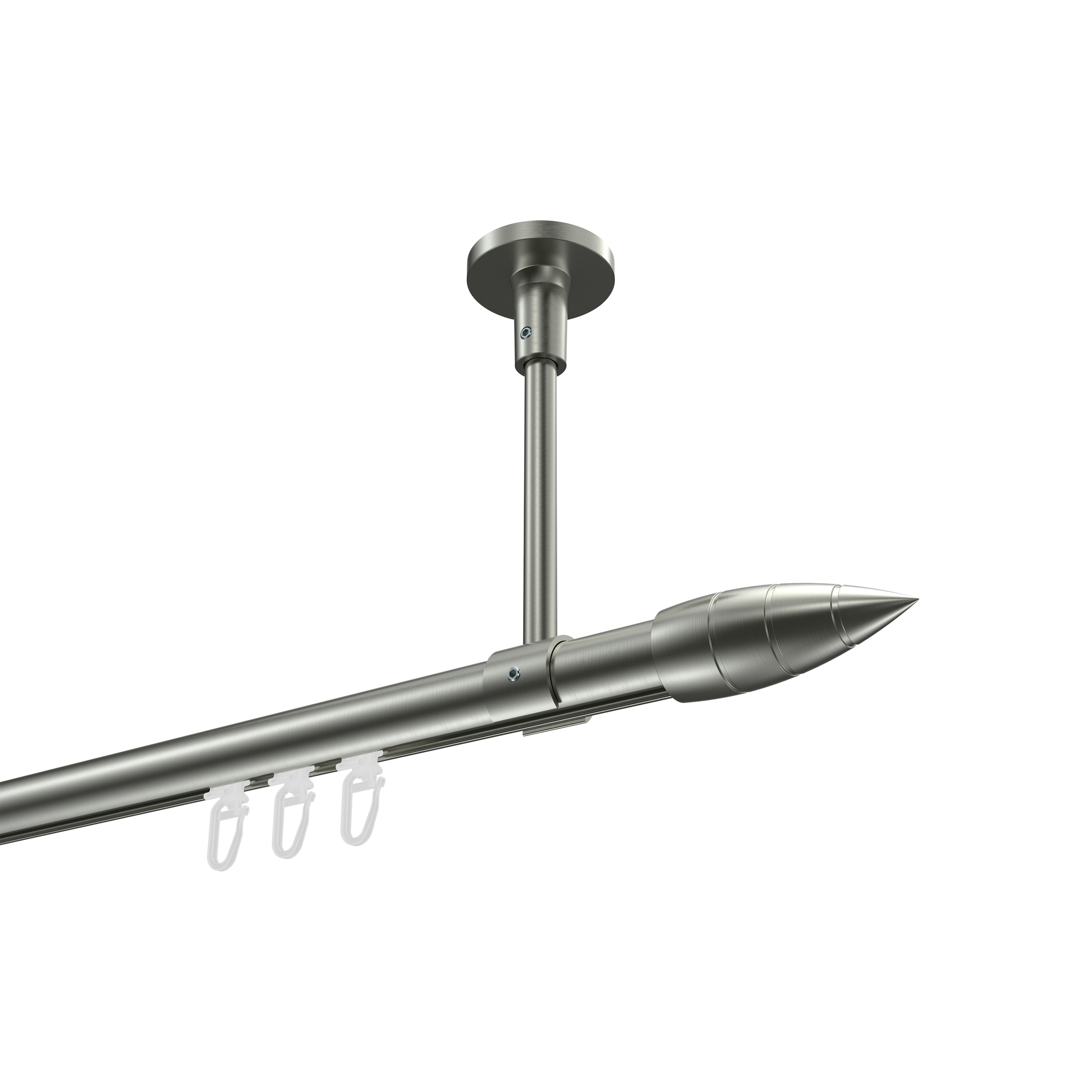 Innenlauf-Gardinenstange (Deckenmontage) Edelstahl-Optik, Aluminium / Metall 20 mm Ø Sonette Samanto Innenlauf-Gardinenstange (Deckenmontage) Edelstahl-Optik, Aluminium / Metall 20 mm Ø Sonette Samanto