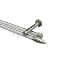Gardinenstange mit Innenlauf Weiß / Edelstahl-Optik, Aluminium / Metall 20 mm Ø Siteno Samanto, doppelläufig Gardinenstange mit Innenlauf Weiß / Edelstahl-Optik, Aluminium / Metall 20 mm Ø Siteno Samanto, doppelläufig