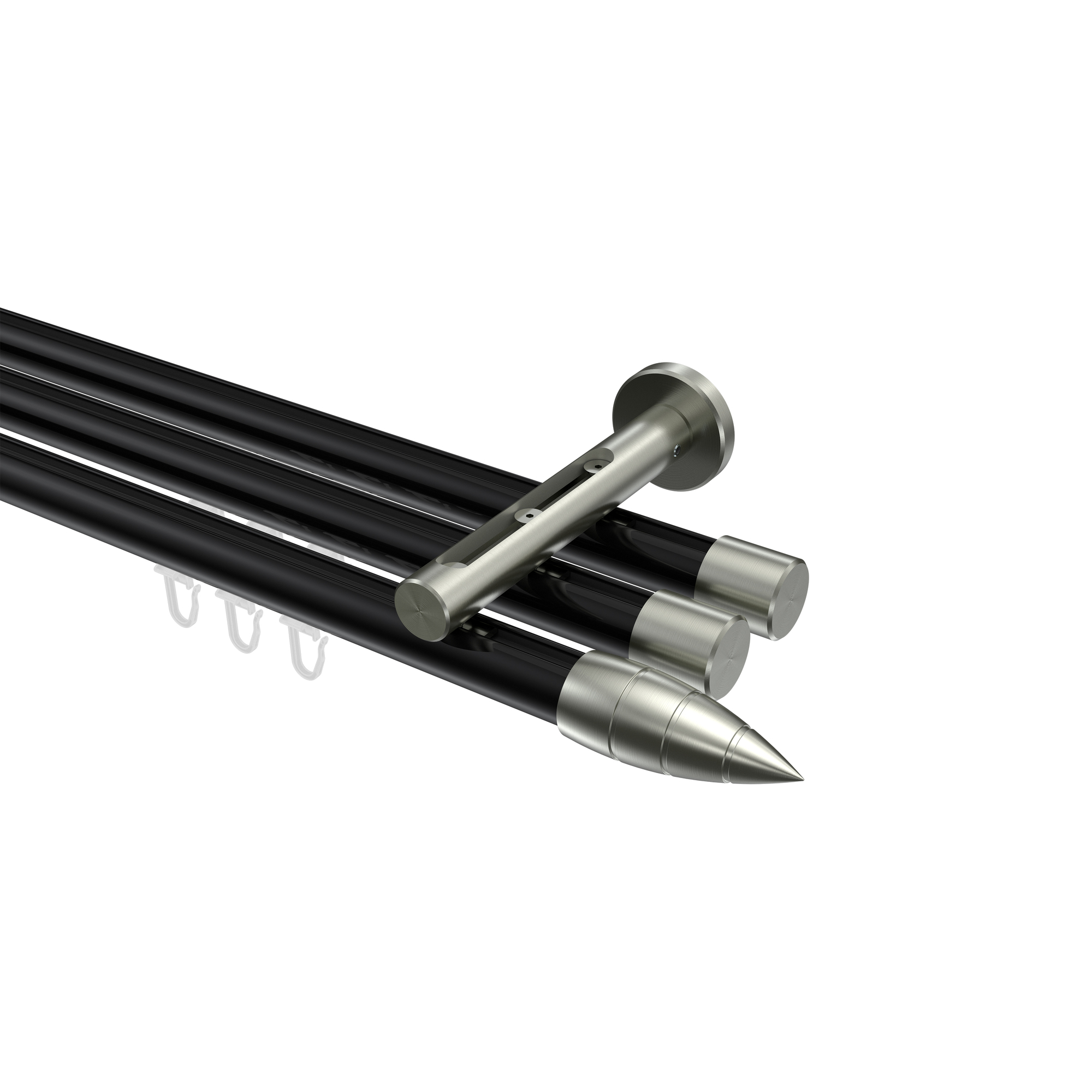 Innenlaufstange Schwarz / Edelstahl-Optik, Aluminium / Metall 20 mm Ø Siteno Samanto, dreiläufig Innenlaufstange Schwarz / Edelstahl-Optik, Aluminium / Metall 20 mm Ø Siteno Samanto, dreiläufig