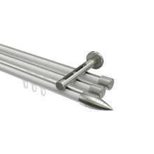 Gardinenstange mit Innenlauf Weiß / Edelstahl-Optik, Aluminium / Metall 20 mm Ø Siteno Samanto, 3-läufig Gardinenstange mit Innenlauf Weiß / Edelstahl-Optik, Aluminium / Metall 20 mm Ø Siteno Samanto, 3-läufig