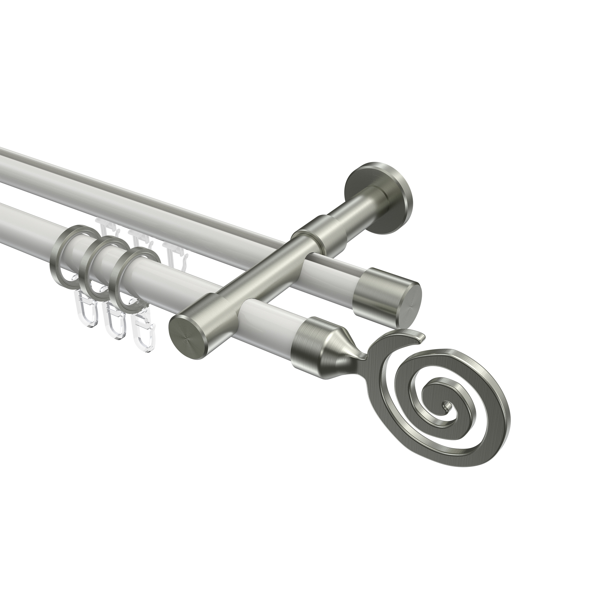 Rundrohr-Innenlauf-Gardinenstange Weiß / Edelstahl-Optik, Aluminium / Metall 20 mm Ø Prestige Galaxa Rundrohr-Innenlauf-Gardinenstange Weiß / Edelstahl-Optik, Aluminium / Metall 20 mm Ø Prestige Galaxa