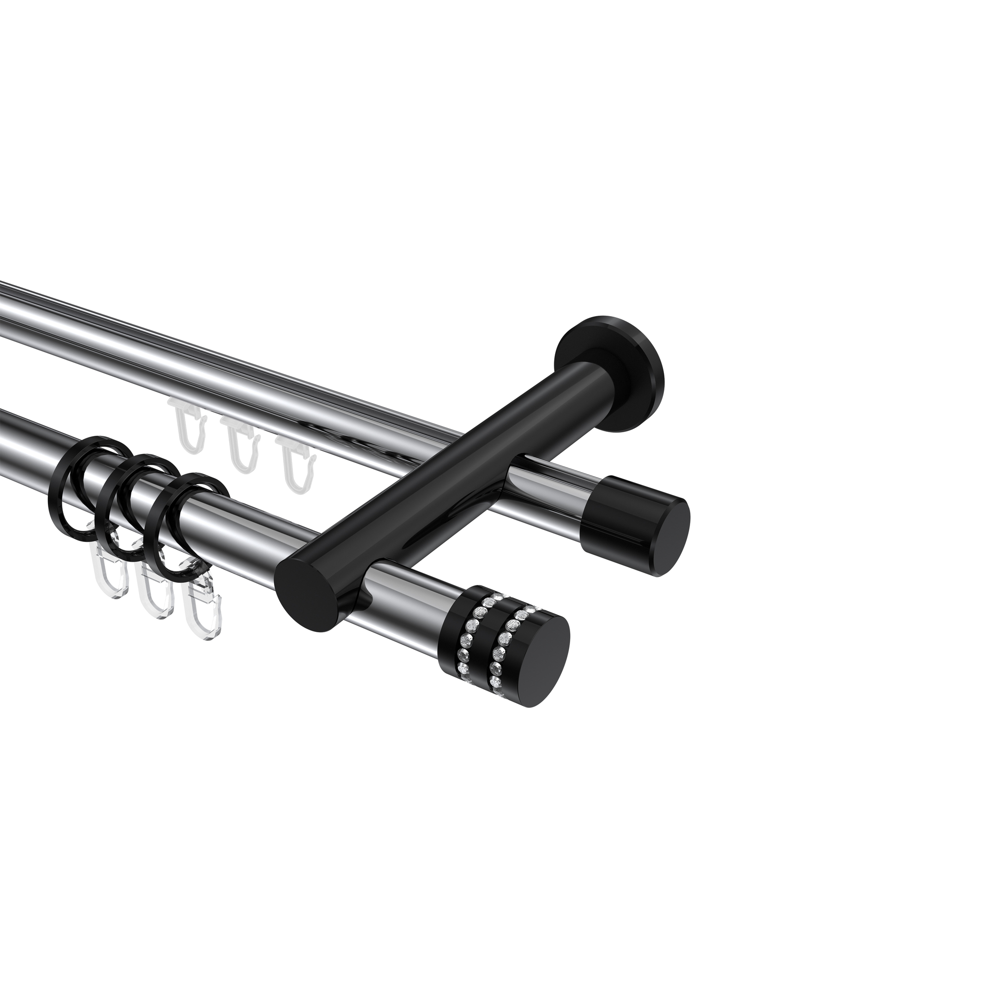 Rundrohr-Innenlauf-Vorhangstangen Chrom / Schwarz, Aluminium / Metall 20 mm Ø Platon Estana Rundrohr-Innenlauf-Vorhangstangen Chrom / Schwarz, Aluminium / Metall 20 mm Ø Platon Estana