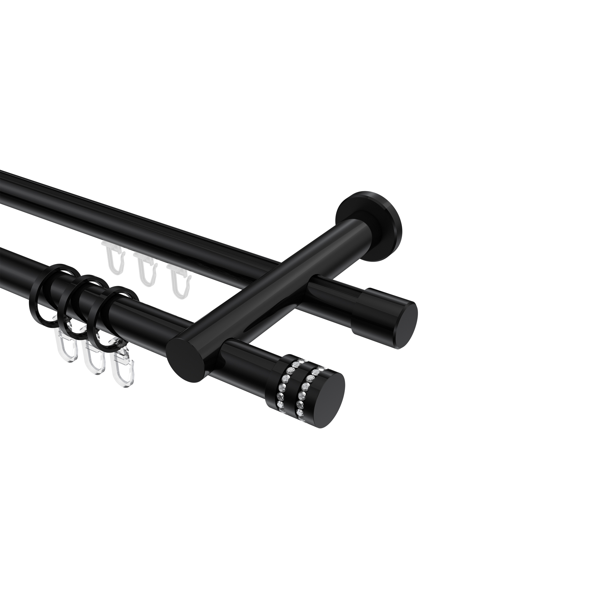 Rundrohr-Innenlauf-Gardinenstange Schwarz, Aluminium / Metall 20 mm Ø Platon Estana Rundrohr-Innenlauf-Gardinenstange Schwarz, Aluminium / Metall 20 mm Ø Platon Estana