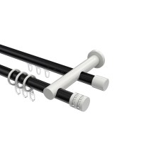 Rundrohr-Innenlauf-Vorhangstange Schwarz / Weiß, Aluminium / Metall 20 mm Ø Platon Estana Rundrohr-Innenlauf-Vorhangstange Schwarz / Weiß, Aluminium / Metall 20 mm Ø Platon Estana