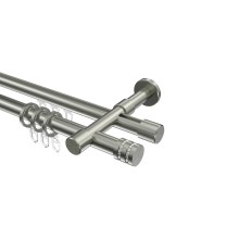 Gardinenstangen mit Rundrohr-Innenlauf Edelstahl-Optik 20 mm Ø Prestige Estana, 2-läufig Gardinenstangen mit Rundrohr-Innenlauf Edelstahl-Optik 20 mm Ø Prestige Estana, 2-läufig