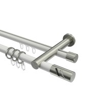 Rundrohr-Innenlauf-Vorhangstangen Weiß / Edelstahl-Optik, Aluminium / Metall 20 mm Ø Platon Zoena Rundrohr-Innenlauf-Vorhangstangen Weiß / Edelstahl-Optik, Aluminium / Metall 20 mm Ø Platon Zoena