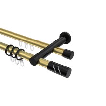 Rohr-Innenlaufstange Messing-Optik / Schwarz, 2-läufig Aluminium / Metall 20 mm Ø Platon Zoena Rohr-Innenlaufstange Messing-Optik / Schwarz, 2-läufig Aluminium / Metall 20 mm Ø Platon Zoena