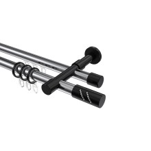 Rundrohr-Innenlauf-Gardinenstangen Chrom / Schwarz, Aluminium / Metall 20 mm Ø Prestige Zoena Rundrohr-Innenlauf-Gardinenstangen Chrom / Schwarz, Aluminium / Metall 20 mm Ø Prestige Zoena