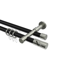 Rundrohr-Innenlauf-Gardinenstangen Schwarz / Edelstahl-Optik, Aluminium / Metall 20 mm Ø Prestige Zoena Rundrohr-Innenlauf-Gardinenstangen Schwarz / Edelstahl-Optik, Aluminium / Metall 20 mm Ø Prestige Zoena