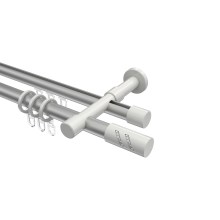 Rundrohr-Innenlauf-Gardinenstangen Silbergrau / Weiß, Aluminium / Metall 20 mm Ø Prestige Zoena Rundrohr-Innenlauf-Gardinenstangen Silbergrau / Weiß, Aluminium / Metall 20 mm Ø Prestige Zoena