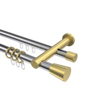 Vorhangstange mit Rohr / Innenlauf Chrom / Messing-Optik, 2-läufig Aluminium / Metall 20 mm Ø Platon Sitra Vorhangstange mit Rohr / Innenlauf Chrom / Messing-Optik, 2-läufig Aluminium / Metall 20 mm Ø Platon Sitra