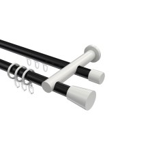 Rundrohr-Innenlauf-Gardinenstangen Schwarz / Weiß, Aluminium / Metall 20 mm Ø Platon Sitra Rundrohr-Innenlauf-Gardinenstangen Schwarz / Weiß, Aluminium / Metall 20 mm Ø Platon Sitra