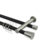 Rundrohr-Innenlauf-Vorhangstangen Schwarz / Edelstahl-Optik, Aluminium / Metall 20 mm Ø Platon Sitra Rundrohr-Innenlauf-Vorhangstangen Schwarz / Edelstahl-Optik, Aluminium / Metall 20 mm Ø Platon Sitra
