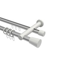 Rundrohr-Innenlauf-Vorhangstangen Silbergrau / Weiß, Aluminium / Metall 20 mm Ø Platon Sitra Rundrohr-Innenlauf-Vorhangstangen Silbergrau / Weiß, Aluminium / Metall 20 mm Ø Platon Sitra