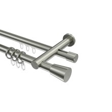 Gardinenstange mit Rundrohr / Innenlauf Edelstahl-Optik 20 mm Ø Platon Sitra, 2-läufig Gardinenstange mit Rundrohr / Innenlauf Edelstahl-Optik 20 mm Ø Platon Sitra, 2-läufig