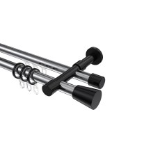 Rundrohr-Innenlauf-Vorhangstange Chrom / Schwarz, Aluminium / Metall 20 mm Ø Prestige Sitra Rundrohr-Innenlauf-Vorhangstange Chrom / Schwarz, Aluminium / Metall 20 mm Ø Prestige Sitra