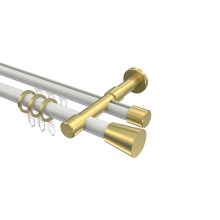Rohr-Innenlaufstange Weiß / Messing-Optik, doppelläufig Aluminium / Metall 20 mm Ø Prestige Sitra Rohr-Innenlaufstange Weiß / Messing-Optik, doppelläufig Aluminium / Metall 20 mm Ø Prestige Sitra