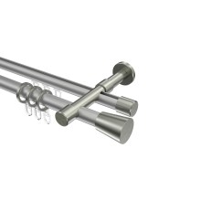 Rohr-Innenlauf-Gardinenstange Silbergrau / Edelstahl-Optik, doppelläufig Aluminium / Metall 20 mm Ø Prestige Sitra Rohr-Innenlauf-Gardinenstange Silbergrau / Edelstahl-Optik, doppelläufig Aluminium / Metall 20 mm Ø Prestige Sitra