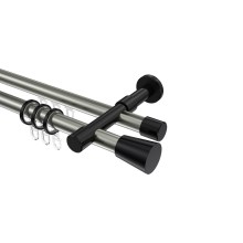 Rundrohr-Innenlauf-Gardinenstange Edelstahl-Optik / Schwarz, Aluminium / Metall 20 mm Ø Prestige Sitra Rundrohr-Innenlauf-Gardinenstange Edelstahl-Optik / Schwarz, Aluminium / Metall 20 mm Ø Prestige Sitra