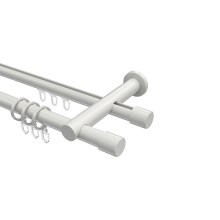 Rundrohr-Innenlauf-Vorhangstangen Weiß, Aluminium / Metall 20 mm Ø Platon Santo, zweiläufig Rundrohr-Innenlauf-Vorhangstangen Weiß, Aluminium / Metall 20 mm Ø Platon Santo, zweiläufig