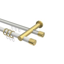 Rohr-Innenlaufstange Weiß / Messing-Optik, 2-läufig Aluminium / Metall 20 mm Ø Platon Santo Rohr-Innenlaufstange Weiß / Messing-Optik, 2-läufig Aluminium / Metall 20 mm Ø Platon Santo