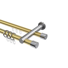 Rohr-Innenlauf-Vorhangstange Messing-Optik / Chrom, zweiläufig Aluminium / Metall 20 mm Ø Platon Santo Rohr-Innenlauf-Vorhangstange Messing-Optik / Chrom, zweiläufig Aluminium / Metall 20 mm Ø Platon Santo