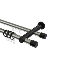 Rundrohr-Innenlauf-Gardinenstangen Edelstahl-Optik / Schwarz, Aluminium / Metall 20 mm Ø Platon Santo Rundrohr-Innenlauf-Gardinenstangen Edelstahl-Optik / Schwarz, Aluminium / Metall 20 mm Ø Platon Santo