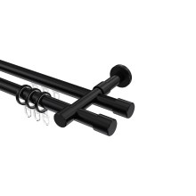 Rundrohr-Innenlauf-Gardinenstange Schwarz, Aluminium / Metall 20 mm Ø Prestige Santo, doppelläufig Rundrohr-Innenlauf-Gardinenstange Schwarz, Aluminium / Metall 20 mm Ø Prestige Santo, doppelläufig
