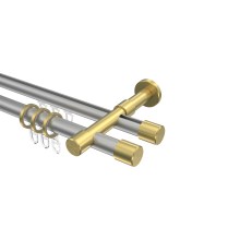Rohr-Innenlauf-Gardinenstange Silbergrau / Messing-Optik, zweiläufig Aluminium / Metall 20 mm Ø Prestige Santo Rohr-Innenlauf-Gardinenstange Silbergrau / Messing-Optik, zweiläufig Aluminium / Metall 20 mm Ø Prestige Santo