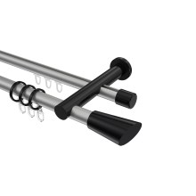 Rundrohr-Innenlauf-Gardinenstangen Silbergrau / Schwarz, Aluminium / Metall 20 mm Ø Platon Bento Rundrohr-Innenlauf-Gardinenstangen Silbergrau / Schwarz, Aluminium / Metall 20 mm Ø Platon Bento