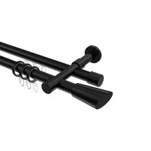 Rundrohr-Innenlauf-Vorhangstange Schwarz, Aluminium / Metall 20 mm Ø Prestige Bento, 2-läufig Rundrohr-Innenlauf-Vorhangstange Schwarz, Aluminium / Metall 20 mm Ø Prestige Bento, 2-läufig